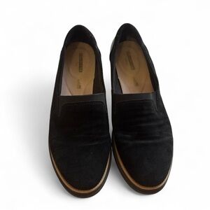 Clarks Womens Sharon Dolly Slip On Shoe Leather Comfort Black Suede Size US 10